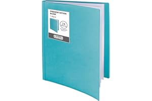 Dunwell Binder with Plastic Sleeves 24-Pocket, (Aqua) Presentation Book, 8.5 x 11 Portfolio Folder with Clear Sheet Protectors, Displays 48 Pages of Documents, Certificates, Keepsakes