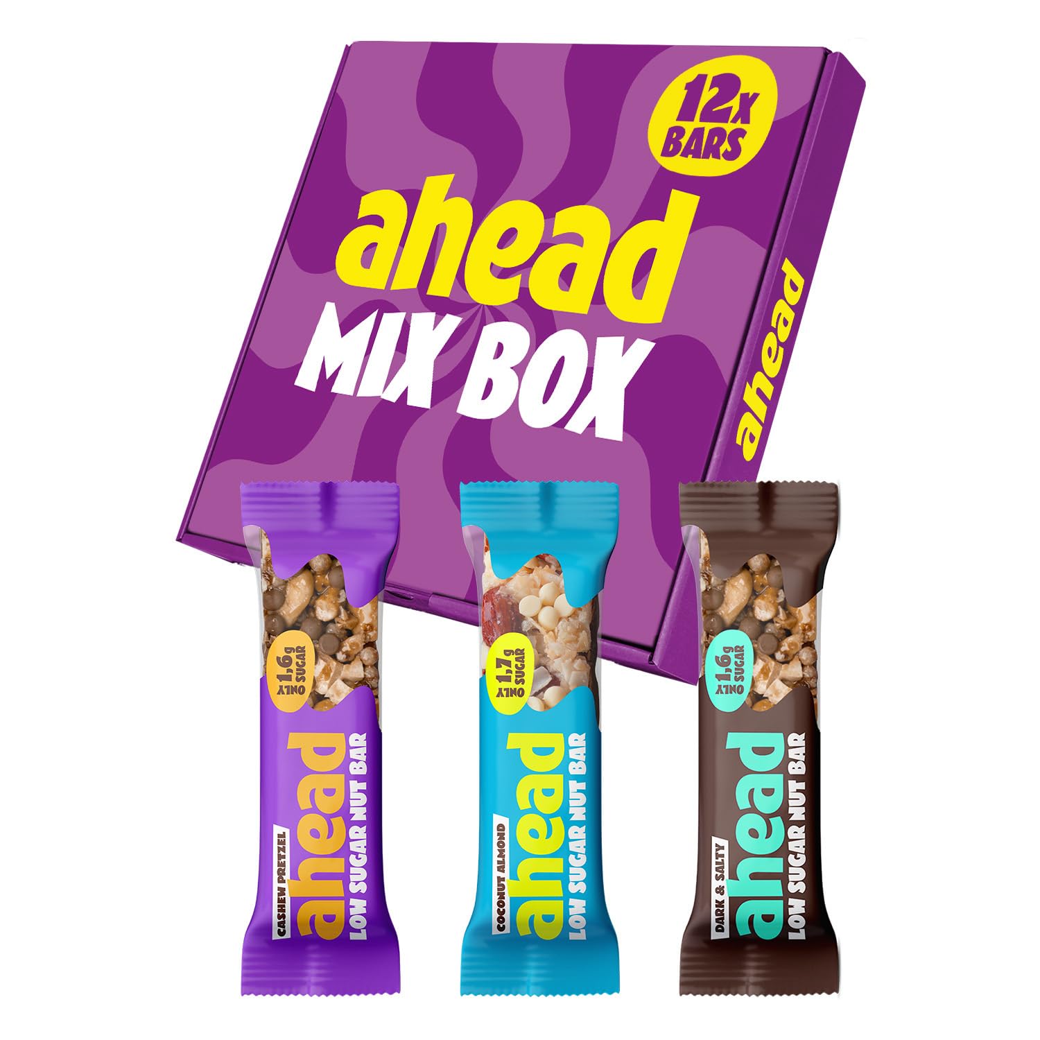ahead Nutbar Mixbox | Nussriegel Müsliriegel ohne Zuckerzusatz mit 3 Sorten - 12x35g mit nur 1,7g Zucker