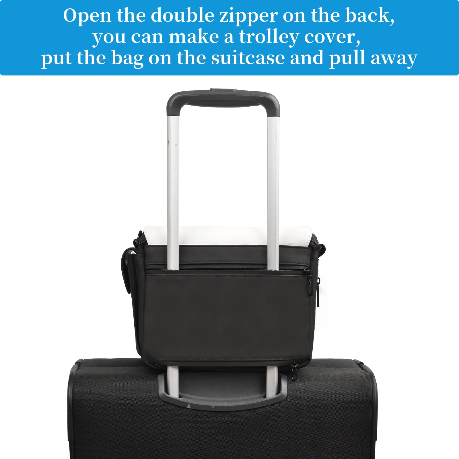 Cwatcun Camera Shoulder Bag, Waterproof Crossbody Case, Compact Photography Backpack, Compatible with Canon/Nikon/Sony/Fuji DSLR/SLR/Mirrorless Camera, Lens and Accessories, White