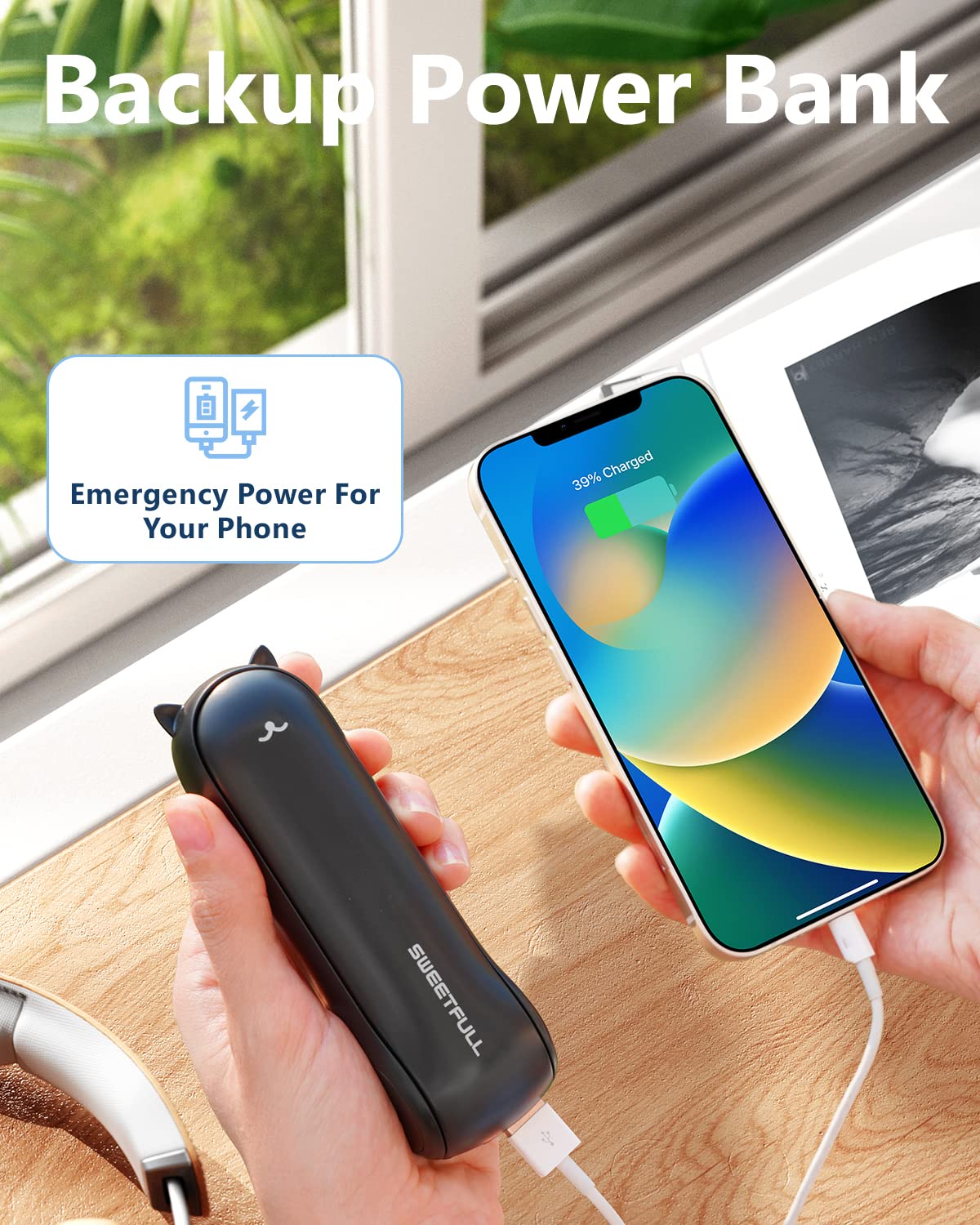 SWEETFULL Misting Handheld Personal Fan, Rechargeable Mini Spray Water Mist, Portable for Kids Women, Travel, Outdoors, Hiking, Camping, Home Office (Black)