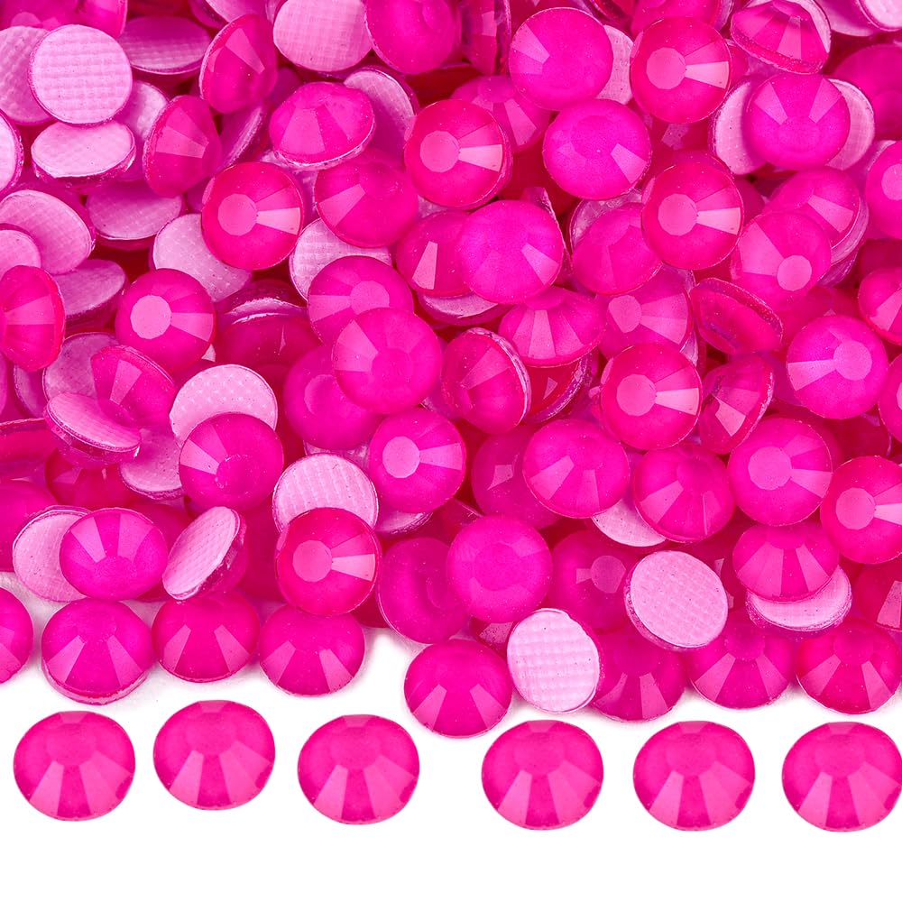 Blinginbox Hotfix Rhinestones for Clothes,1440pcs Hot Fix Rhinestones Crystal Gems for Crafts Decoration, Rose Neon, SS16