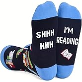 Wansruee Shh,I'm Reading Letter Print Novelty Funny Unisex Socks For Men Women Bookworm Readers Gifts Socks