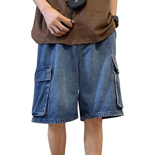 Men's Baggy Jeans Shorts Regular Fit Summer Denim Short