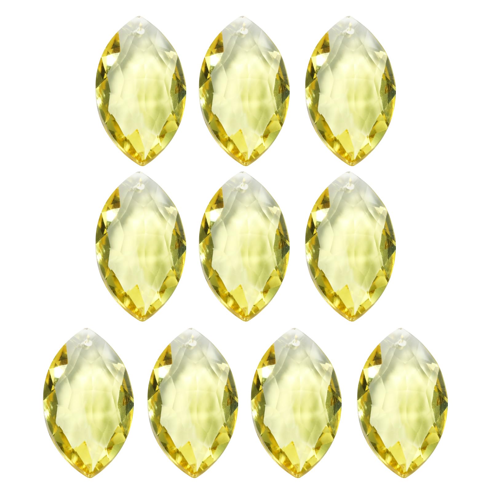 PATIKIL K9 Crystal Pendants Oval Beads, 10 Pack 38mm Chandelier Prisms Parts Hanging Beads DIY Lamp for Arts Crafts Decoration, Light Yellow