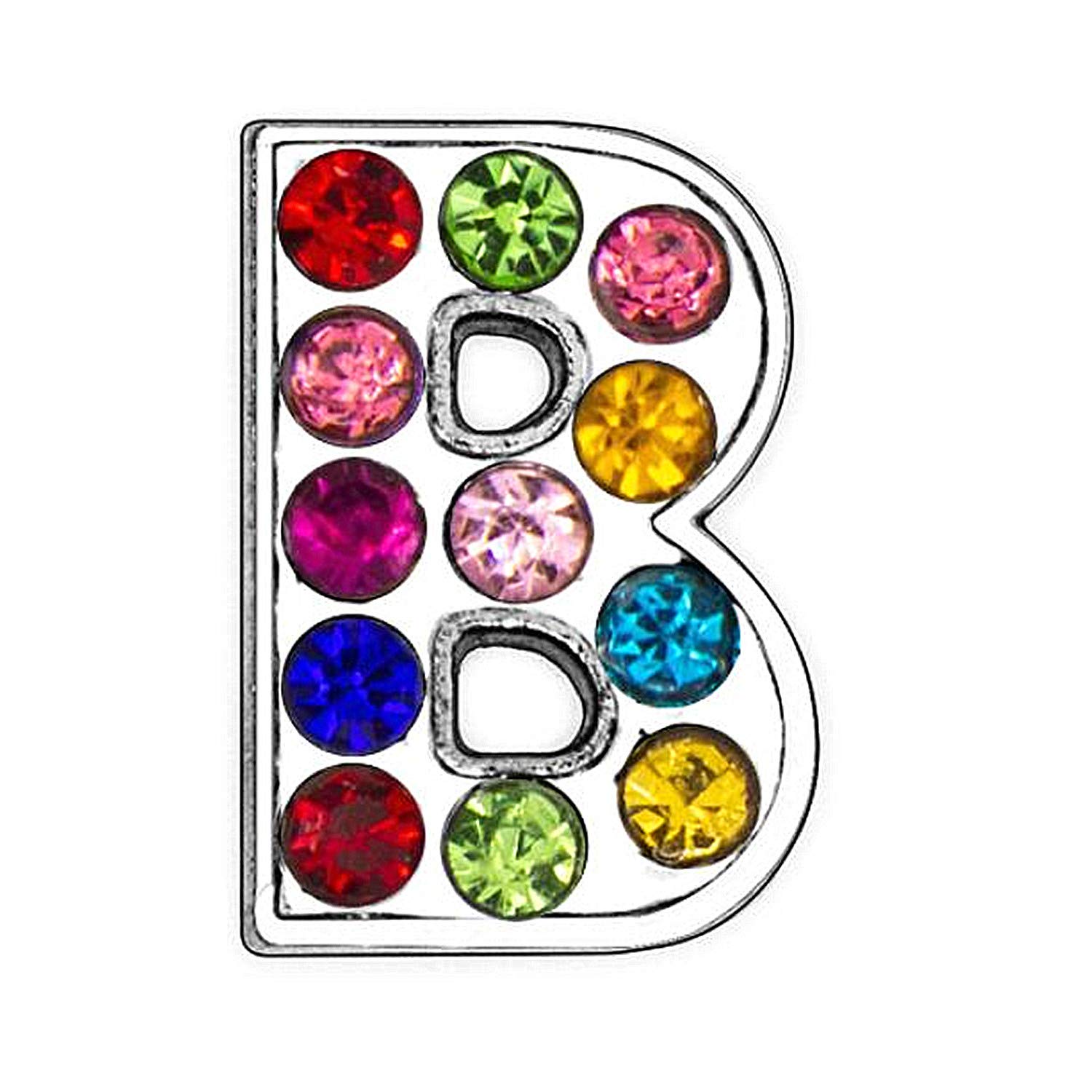 ZHU YU CHUN 50pcs Full Colors Rhinestones 8mm Slide Alphabet Letters B for DIY Slide Wristbands Bracelets,Jewelry Making Charms (Colors B)
