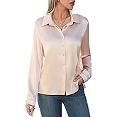 Satin Silk Button Down Shirts for Women Dress Shirts Long Sleeve Blouses Womens Shirts