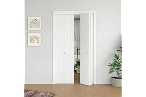 BARNER HOME Bifold Door, 6-lite Panel Closet Door for 48"x 80" Opening (Double 24" x 80" Doors), Core Hollow Folding Doors with Hardware Kits, MDF, White Interior Doors