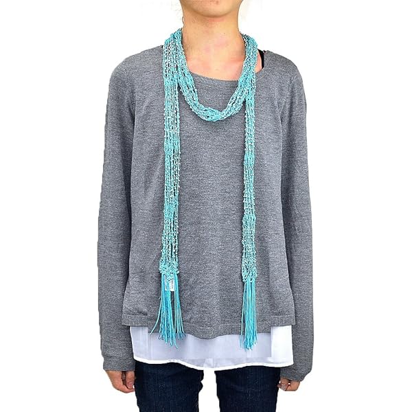 NYFASHION101 Silver-Tone Beaded Skinny Fishnet Infinity Loop