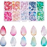 PH PandaHall Teardrop Crystal Beads, 200pcs 10 Color Water Drop Crystal Glass Beads Transparent Loose Beads Colorful Charms Pendants for DIY Crafts Earring Jewelry Making Costume Embellishments