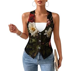 MZERSE Breathable Women's Waistcoat Sleeveless | Button Up, Suit Vest, Lightweight, V Neck Blazer for Work