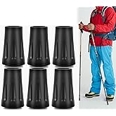 6-Pack Heavy Duty Walking Stick Tips - Reinforced Rubber Ferrules for Trekking Poles, Hiking Sticks &amp; Canes - Universal Fit Non-Slip Replacement Caps