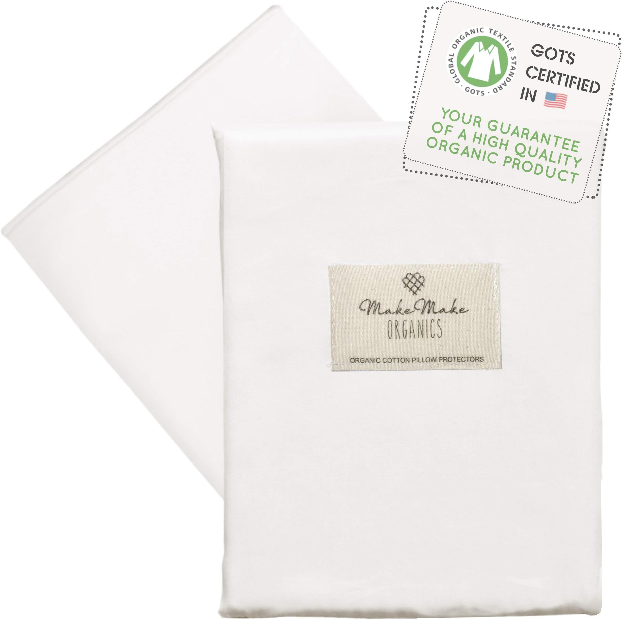 MakeMake Organics Organic Body Pillow Protector (Pack of 1) GOTS Certified Organic Cotton Body Pillow Case Zippered Breathable Non Toxic Barrier (20x54, Pearl White)
