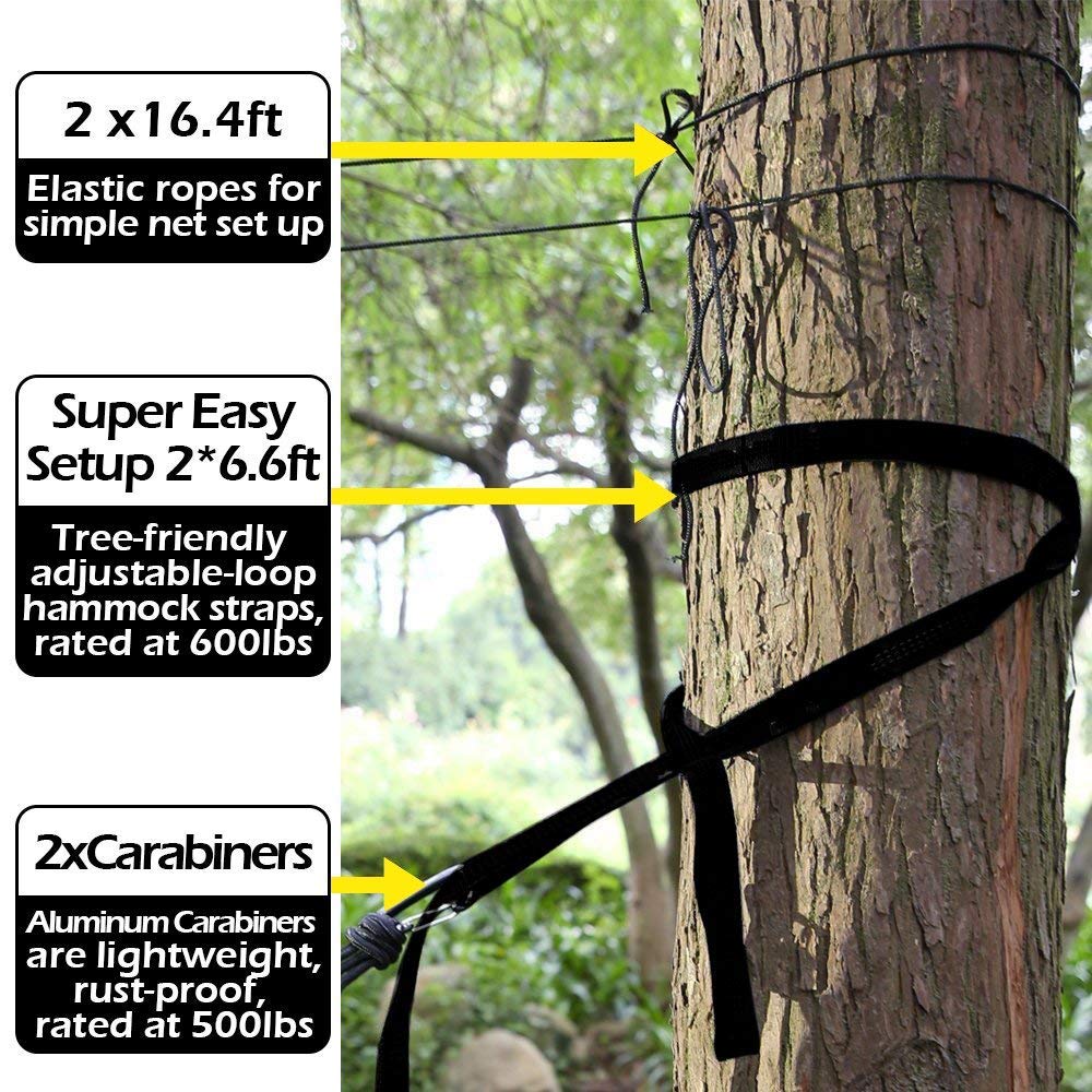 Likorlove Camping Hammock with Mosquito Net, Lightweight & Comfortable Supports Up Max 600Lbs Nylon Portable Parachute Easy to Set up Hammock for Camping Backpacking Travel Beach Yard,Green