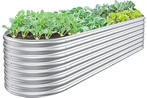 FRIZIONE 9x2x2FT Outdoor Galvanized Metal Raised Garden Bed for Vegetables, 9 in 1 Adjustable Garden Raised Planter Box, Backyard Patio Planter Raised Beds for Flowers, Herbs, Fruits