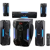 Rockville HTS56 1000W 5.1 Channel Home Theater System, Bluetooth, USB, 8" Subwoofer, LED Light Effects, Remote Control, Optical Input, for Movies, Music & Karaoke