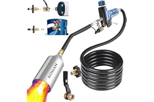 KOMAN Weed Torch, Propane Torch Weed Burner Kit, Flamethrower with 1lb Propane Cylinder Converter and 9.8FT Hose, Blow Torch 500,000 BTU with Turbo Trigger for Flame Weeding,Roofing, Melting Ice Snow