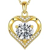 MOOSEA Necklace Gifts for Her - 925 Sterling Silver Heart Moissanite Pendant Necklace 1-3 Carat Lab Created Moissanite, Anniversary Birthday Gift for Women Mom Wife Girlfriend