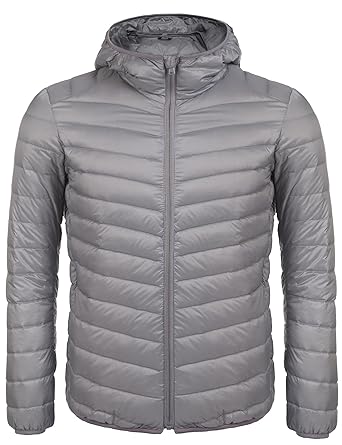 Modfine Herren Daunenjacke Basic Leichte Reißverschluss Winddicht Winterjacke Warmejacke Kapuzen Jacket in 3 Farben
