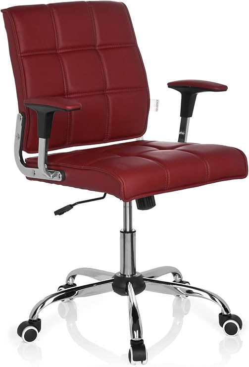hjh OFFICE 719020 Home-Office Stuhl Ernesto Kunstleder Rot/Chrom