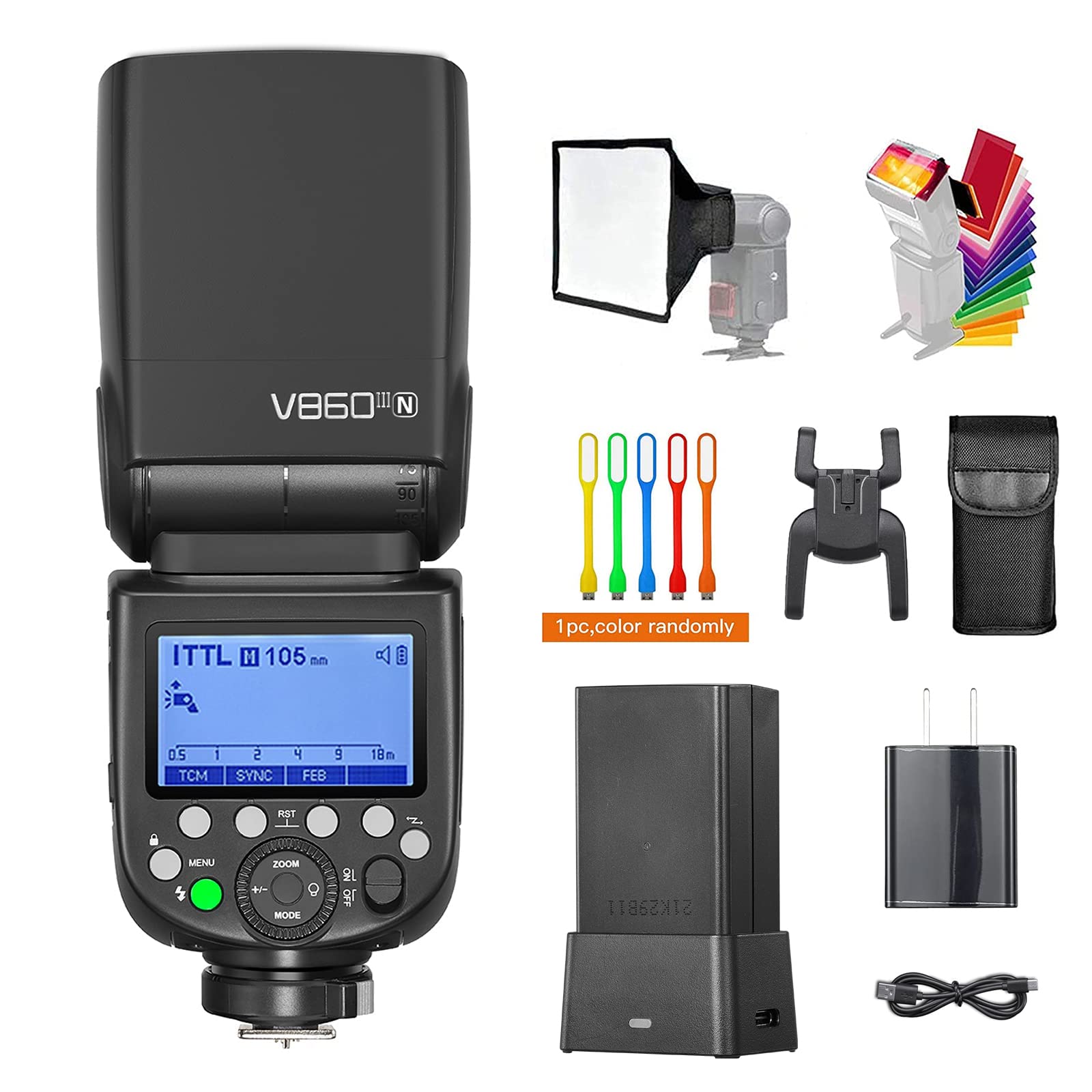 Godox V860III-N for Nikon Camera Flash, Ving V860III TTL Li-Ion Flash Kit, HSS 1/8000s 2.4G GN60 Speedlight, 2600mAh Battery Speedlite, Modeling Light