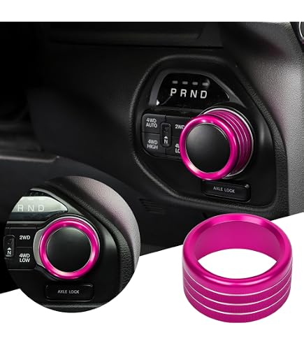 thumbnail image 2 of Center Console Knob Covers For Dodge Ram 2018-2022 (8.4" Display) - Aluminum Trim, Red 2 of 10