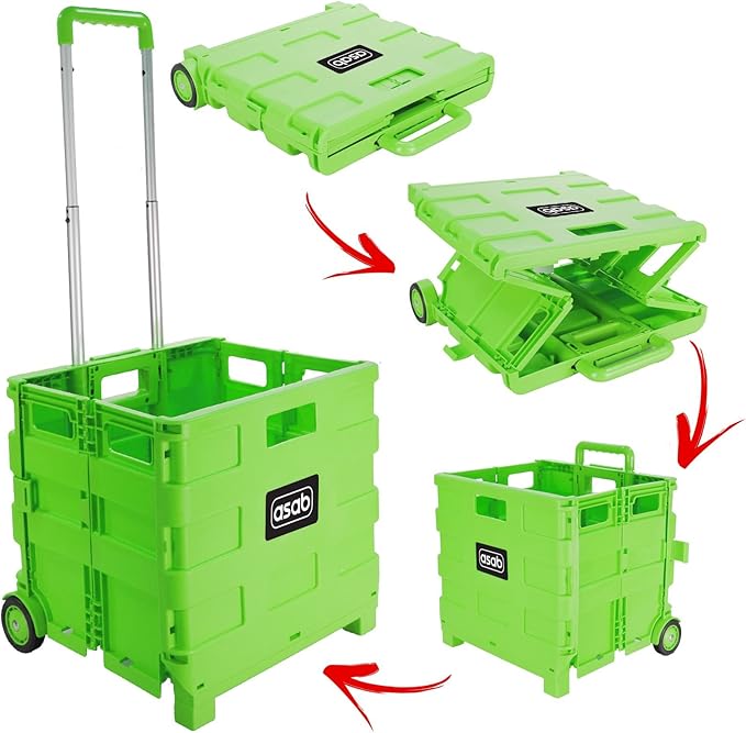 Foldable Plastic Shopping Trolley Lightweight Teacher's Book Cart