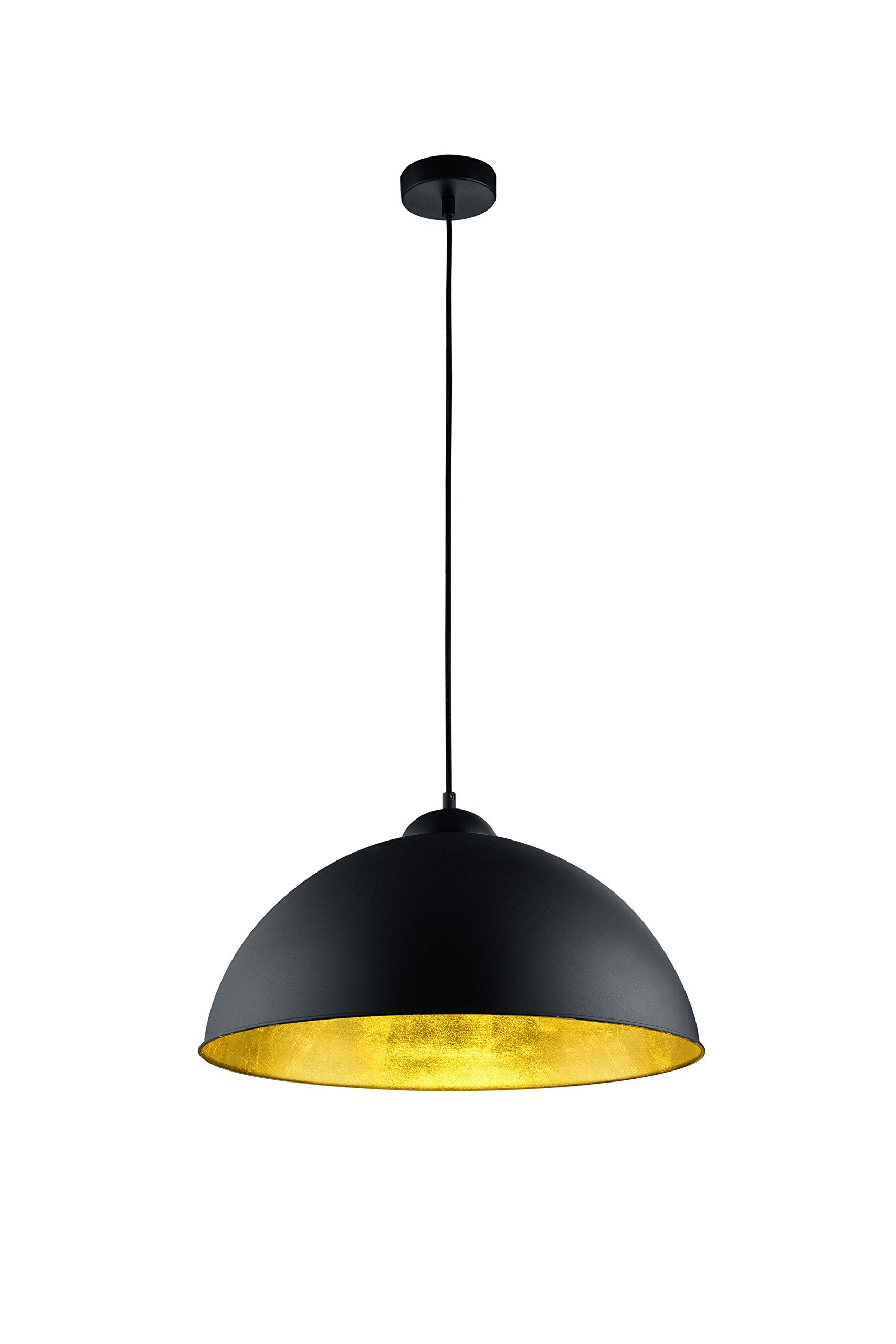 Trio Leuchten Romino II 308000132 Pendant Light Matte Black with Gold Shade