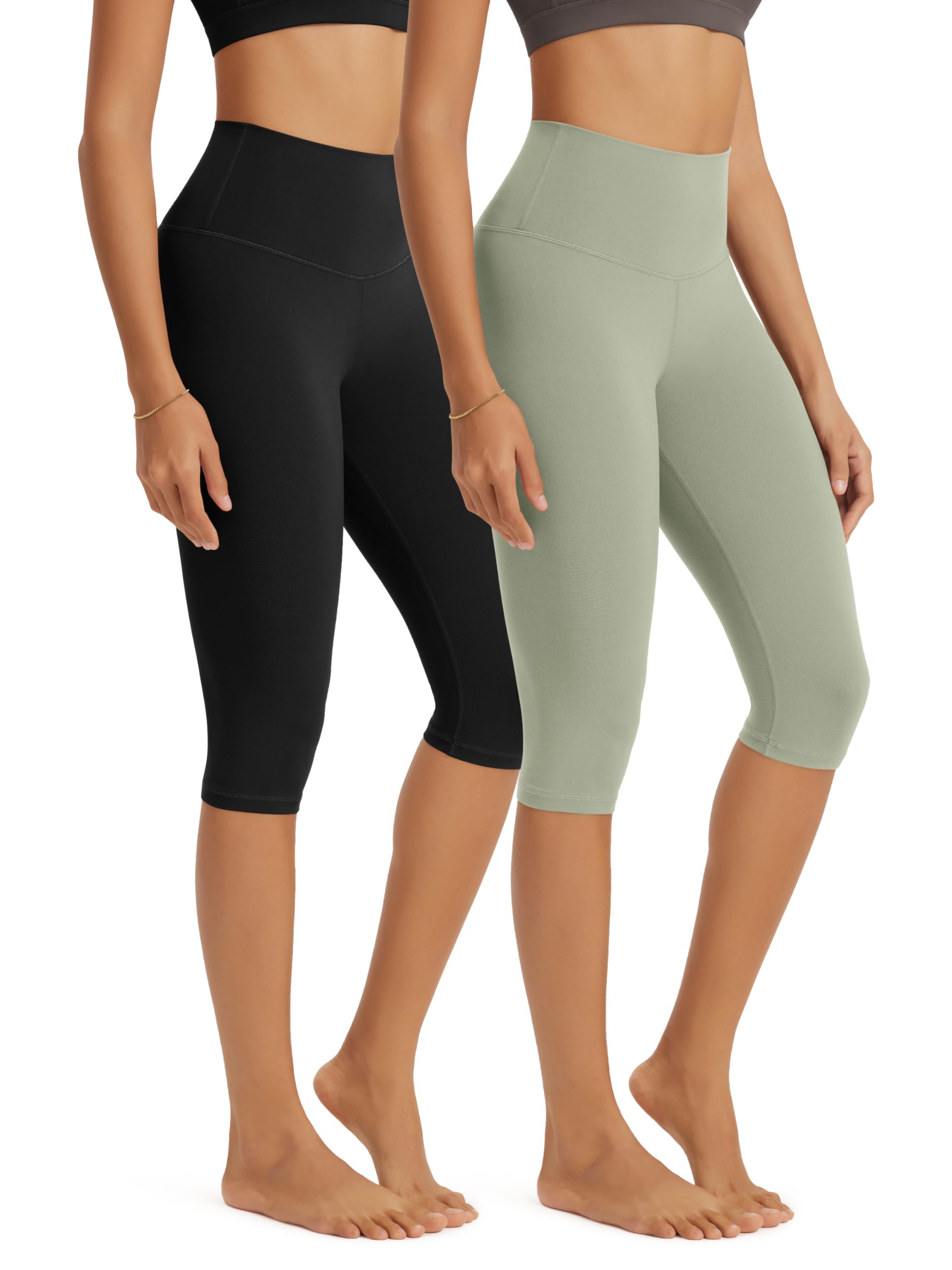 ODODOS 2-Pack Buttery Soft Lounge Yoga Capris for