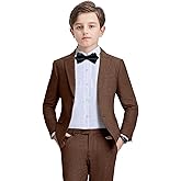 Hipfun Boys Suits Herringbone Tweed Slim Fit 4 Pieces for Kids Formal Wedding Tuxedo Suit Jacket Set Dress Clothes for Party