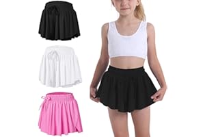 SKYANT Flowy Butterfly Shorts for Girls 2-in-1 Athletic Running Skirt Shorts Cheer Tennis Dance Preppy with Spandex Liner