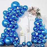 Blue Balloons in different sizes 5 10 12 18inch-134pcs Metallic Chrome Blue Balloons for Garland Arch，Baby Shower Graduation Wedding Anniversary Gender Reveal Birthday Party Decorations
