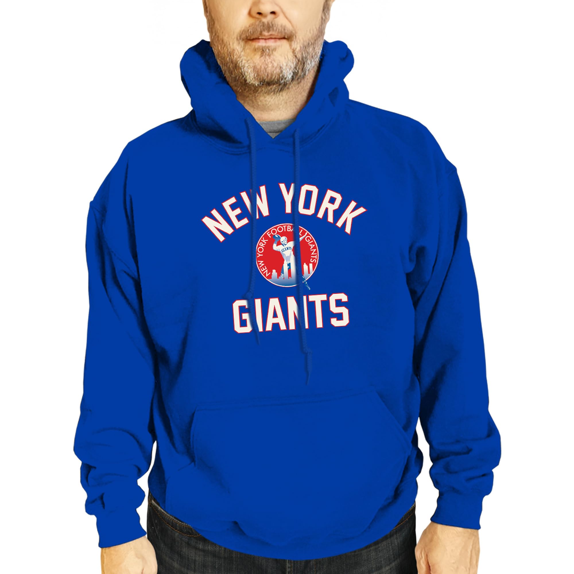Team Fan Apparel NFL Adult Unisex Retro Gameday Ultra Soft Fleece Hooded Sweatshirt, Officially Licensed Football Hoodie (New York Giants - Royal, XXX-Large) Image