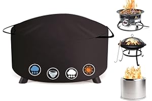 Carlhip Firepit Covers Round [Size-24 inch /61cm] -600D Heavy Duty Waterproofing Strong Tear Resistant, UPF 70+Outdoor Fire Pit Covers Can Increase Fire Pit Life and Compatible with Any Brand