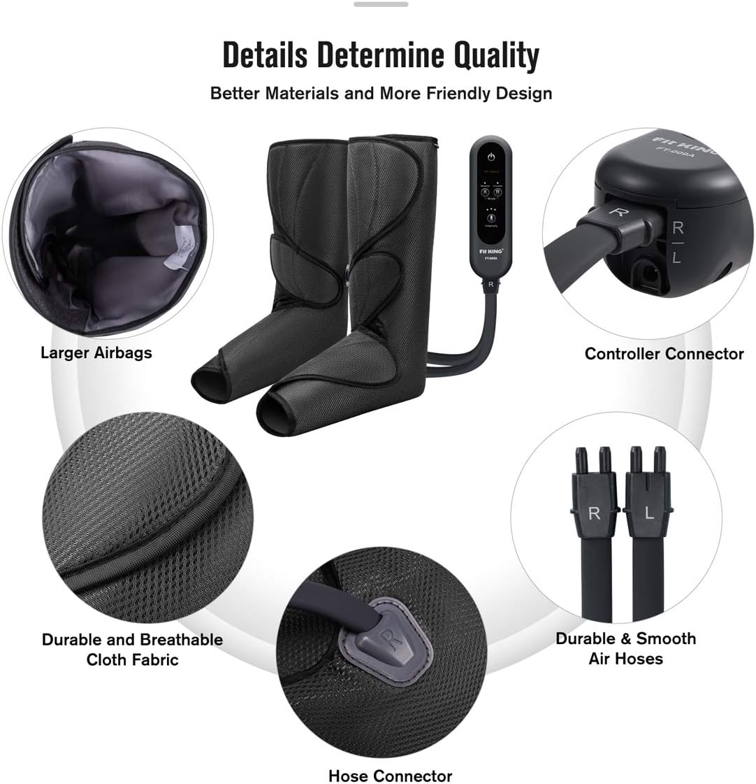 FIT KING Leg Air Massager for Circulation and Relaxation Foot and Calf Massage with Handheld Controller 3 Intensities 2 Modes(with 2 Extensions): Health & Personal Care