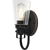 Westinghouse Lighting 6574500 Ashton One-Light Indoor Wall Fixture, Black-Bronze Finish with Highlights and Clear Seeded Glas