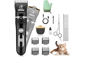 Gooad Cat Grooming Kit, Cat Clippers for Matted Hair, Cordless Cat Shaver for Long Hair, Low Noise Paw Trimmer, Cat Hair Trimmer for Grooming,Quiet Pet Hair Clippers Tools for Cats Dogs (Black)