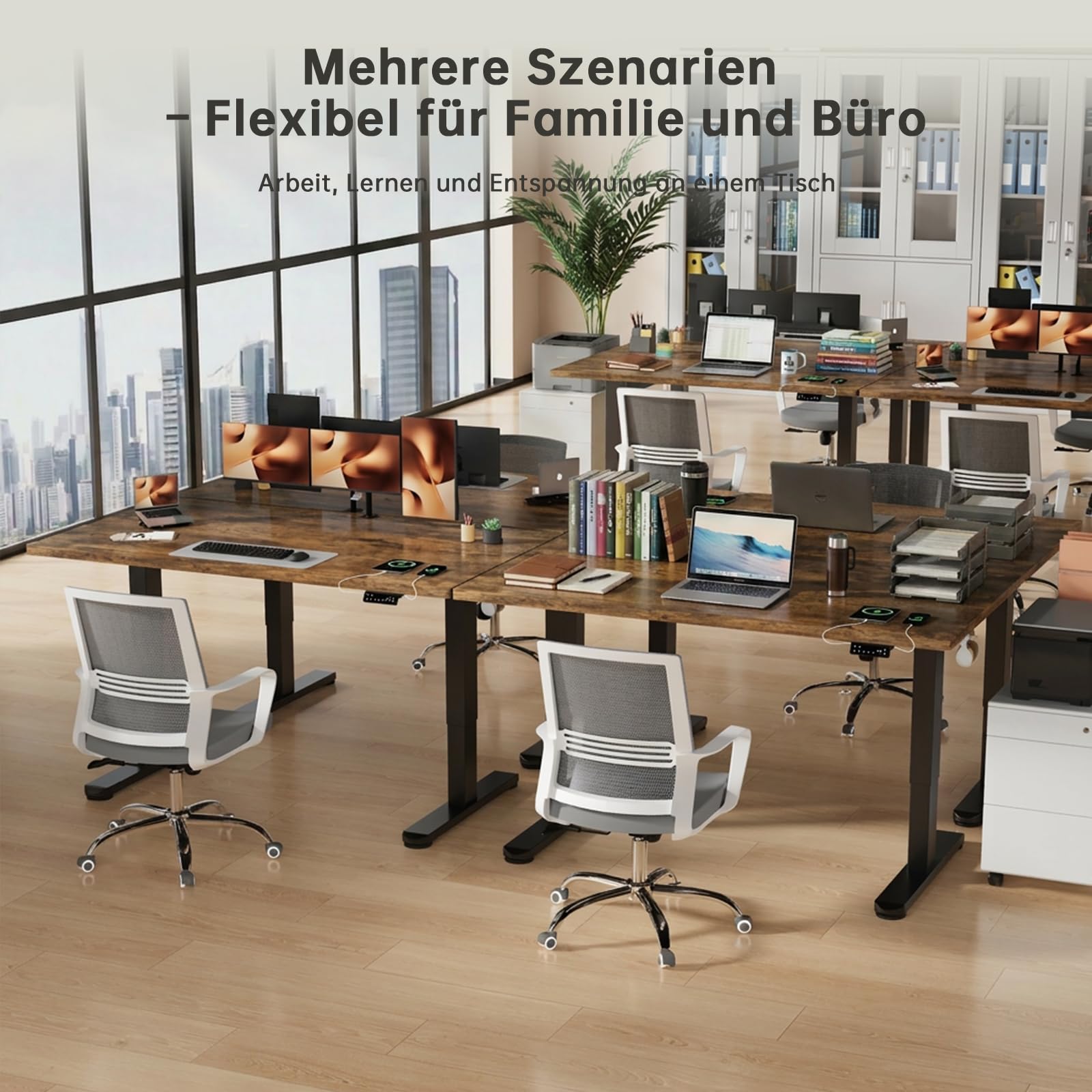 Devoko Höhenverstellbarer Schreibtisch mit 2 Motoren，25mm Einteilige Tischplatte, 160x80 cm Elektrisch Computertisch mit Kabel Management, Vintagebraun - Perfekte Ergonomie für Dein Büro 7