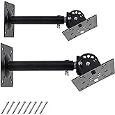 Universal Speaker Wall Ceiling Mounts, Heavy Duty Dual Black Bookshelf | Speaker Mounting Brackets, Support up to 80lb, Home Surround Sound System Holders and Stand, Adjustable Distance Swivel Tilt