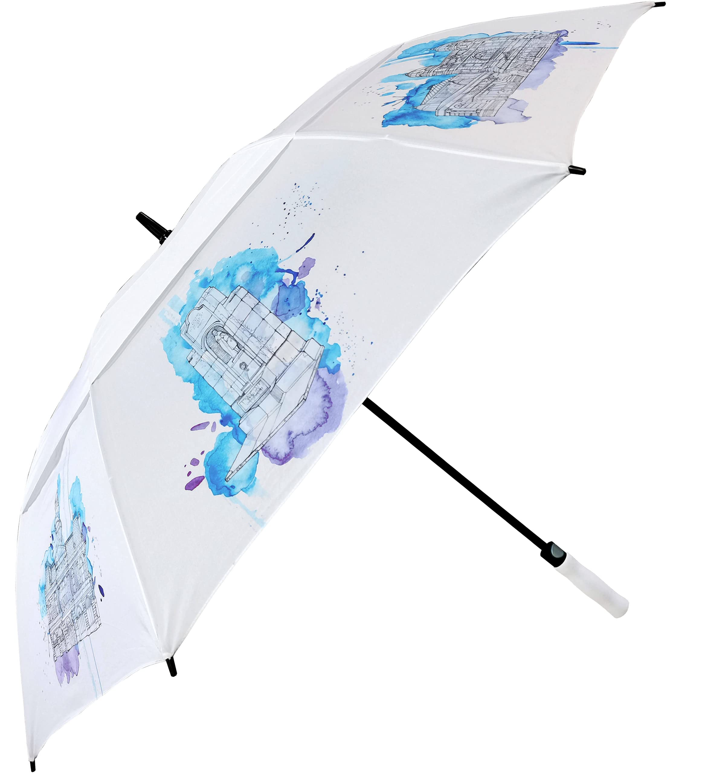 Baseverge Buxton Umbrella Strong White Golf Brolley 62” Auto Open Windproof Lightweight Large Fibreglass Automatic Vented Double Canopy [UK Brand]