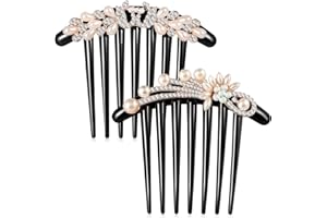 Wedding Hair Comb Clip: 2 Piece Pearls Hair Side Comb - Bridal Headpiece for Women Girls