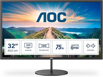 AOC Q32V4 32 inch QHD IPS Monitor 75Hz 4ms Adaptive Sync Speakers
