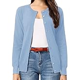 GRACE KARIN Women's Long Sleeve Button Down Crew Neck Classic Sweater Knit Cardigan