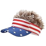 Unisex American Flag Sun Visors Hat with Brown Fake