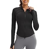 Nyvalle Women's Workout Jacket Lightweight Full Zip Running Track Jacket Slim Fit Athletic Tops with Thumb Holes