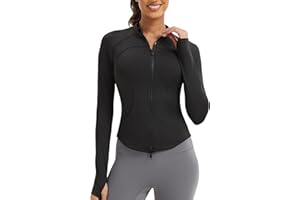 Nyvalle Women's Workout Jacket Lightweight Full Zip Running Track Jacket Slim Fit Athletic Tops with Thumb Holes