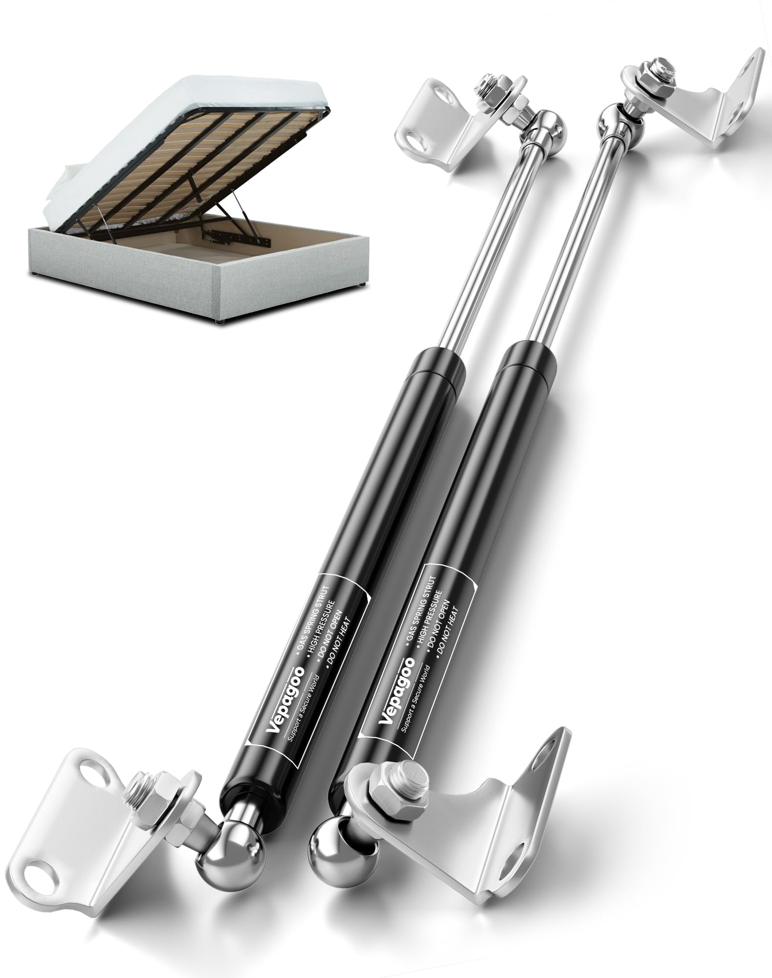Photo 1 of Vepagoo 2 Pack Soft Close Gas Struts 15 Inch - 67Lb/300N Heavy Lid Lift Support for Toolbox Toy Box, Cabinet & Boat Hatch to Slow Down and Slow Close,with Mounting Brackets, (Fit 34lb-80lb Lid)