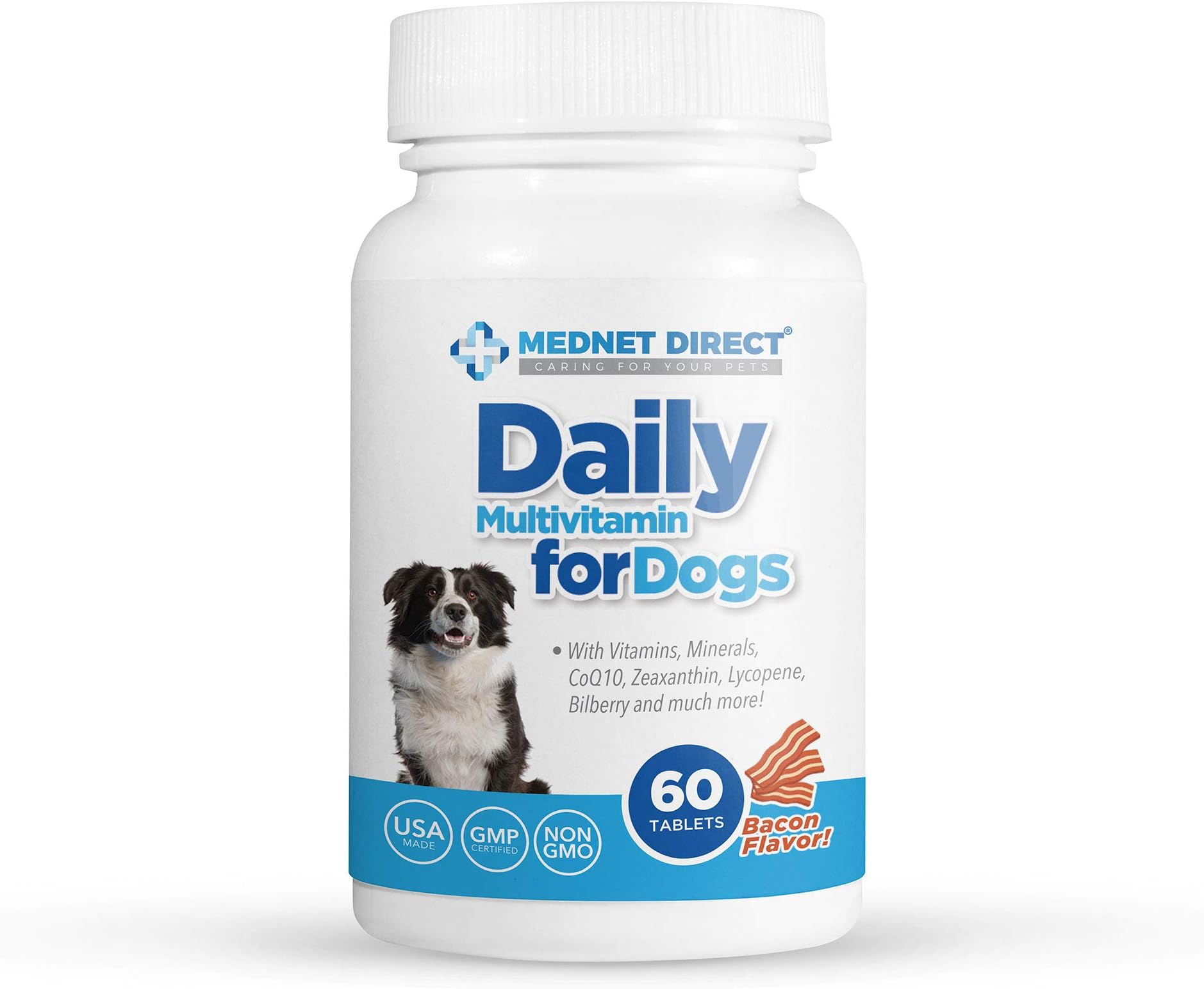 Mednet Direct Dog Vitamins and Supplements, with Added Minerals and probiotics formulated as Puppy and Senior Dog Vitamins (1 Bottle, 60 Tabs)