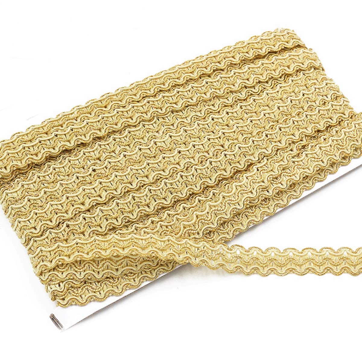 Yalulu 12 Meter Embroidery Polyester Woven Gimp Braid Fabric Cord Lace Trim Sewing Trimming Edge DIY Craft Decorative Ribbon (Gold)
