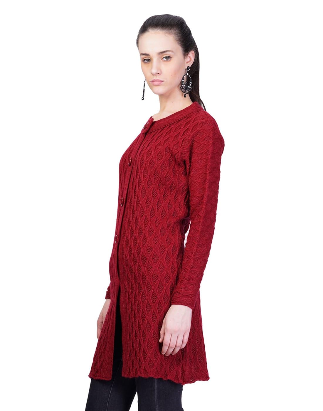 montrex maroon long coat for women