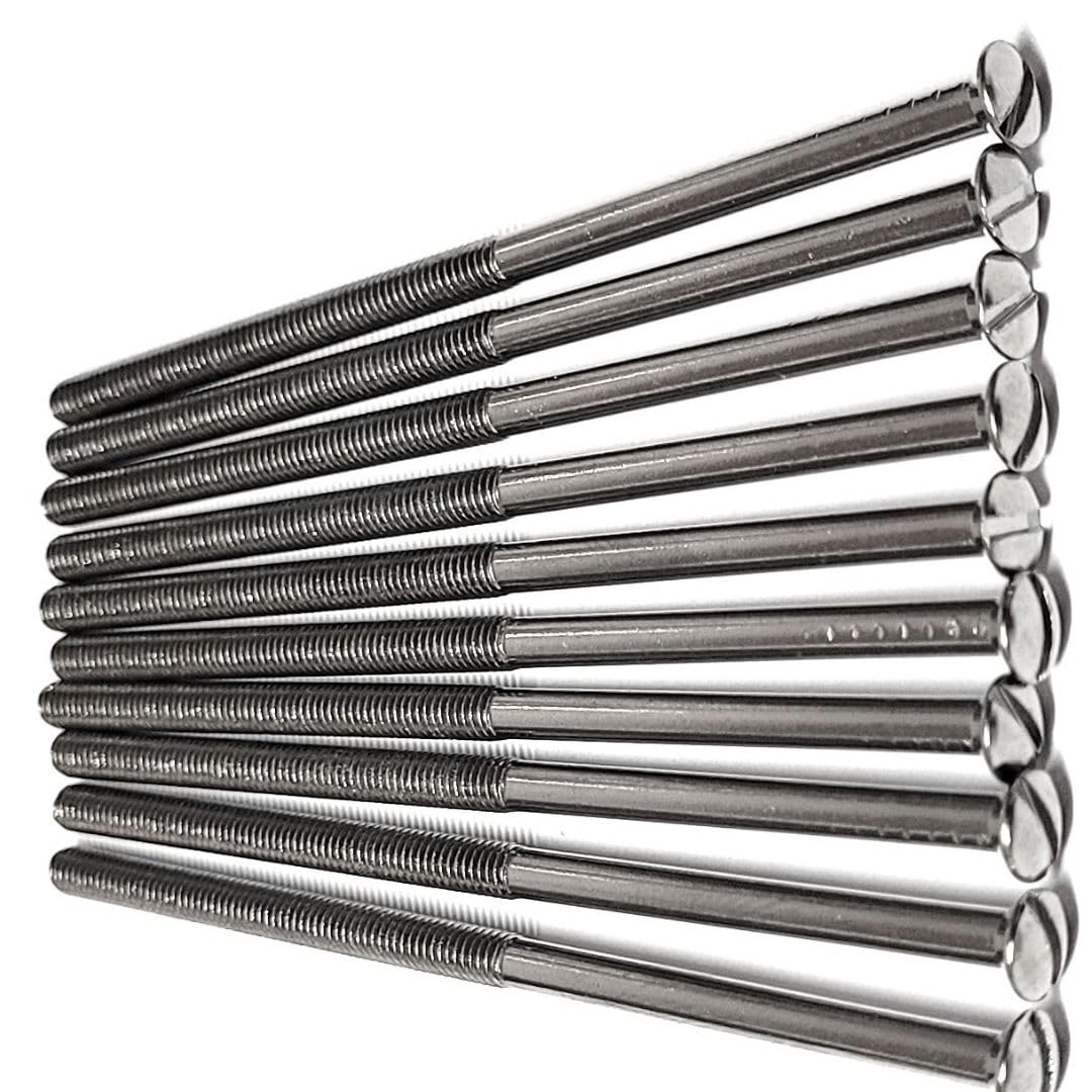 Electrical Long Socket Screws 40mm, 50mm, 75mm Black Nickel, Brass, Chrome M3.5 Screw Flat Raised Slotted Head Threaded Bolt for Switches, Plugs, Sockets, Fixings (20, Chrome, 75mm)